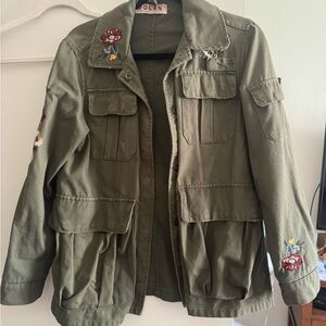 Dolan Olive Floral Embroidered Jacket